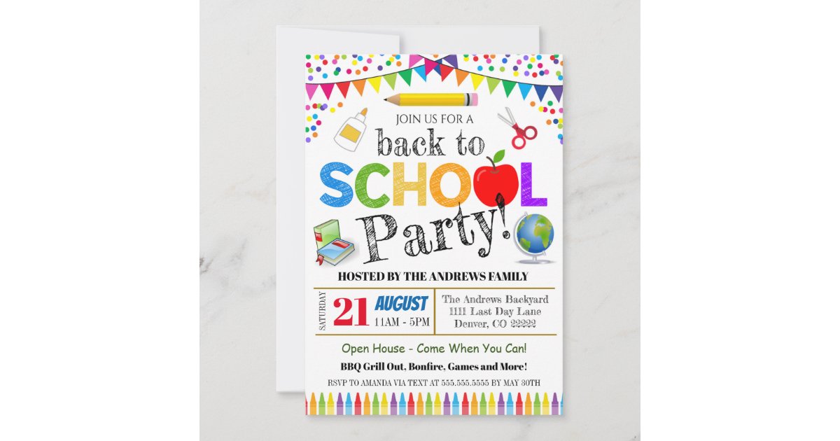 Back to School Party Invitation | Zazzle