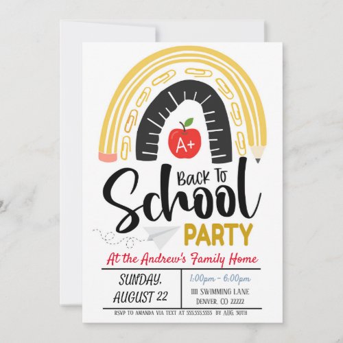 Back To School Party Invitation