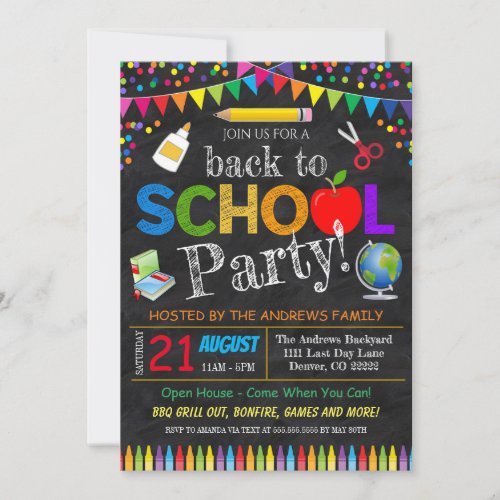 Back to School Party Invitation