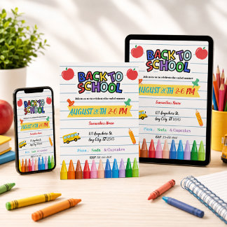 Back to school party invitation