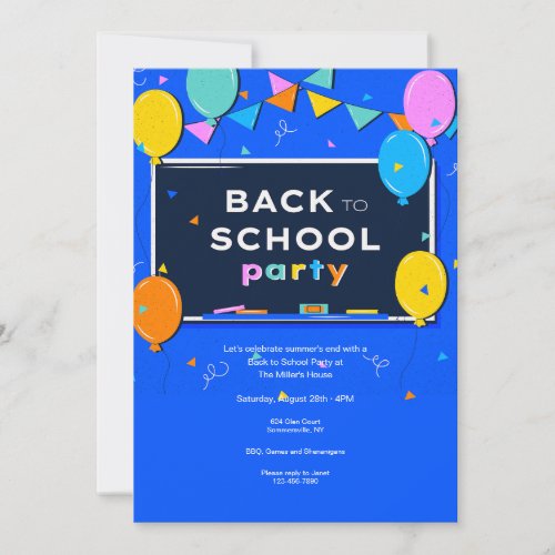 Back To School Party Invitation