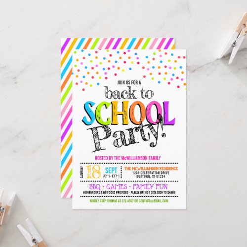 Back to School Party Invitations