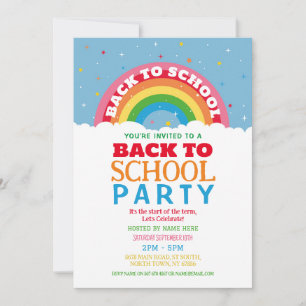 Back To School Party Rainbow Invite