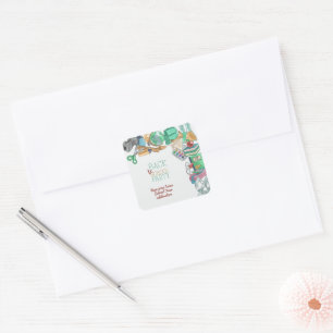 Back to school party square sticker