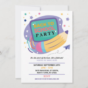 Back To School Party Stationary Pencils Invite