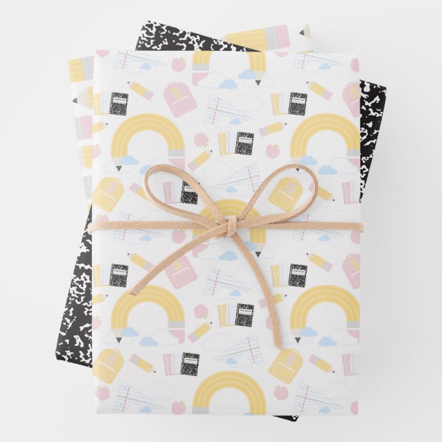 Back To School Party Wrap Wrapping Paper Sheets (In situ)