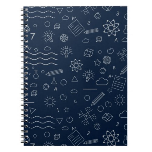 Back to School Pattern Kids Children Students Navy Notebook