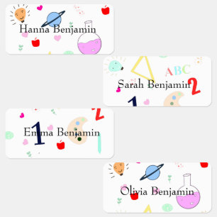 Back to school pattern kids' labels
