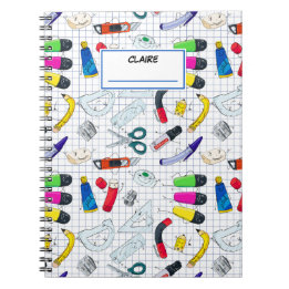 Back to School pattern Personalized name Notebook