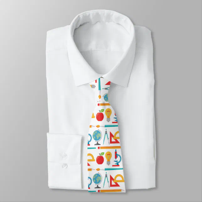 Back To School Pattern - Teacher Education Neck Tie (Tied)