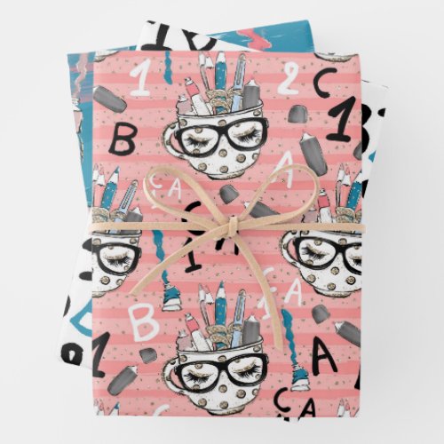 Back to School Pattern Wrapping Paper Sheets