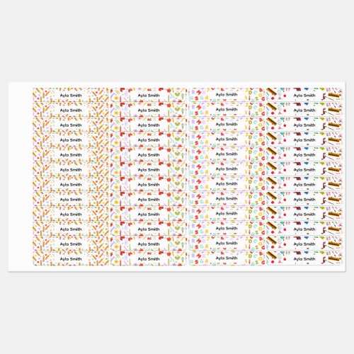 Back to School Patterns Children's Name Labels