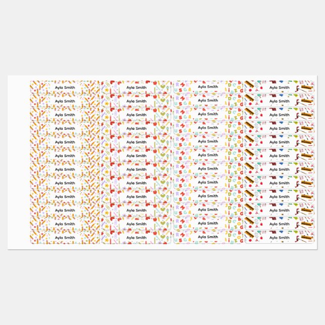 Back to School Patterns Children's Name Labels (Sheet)
