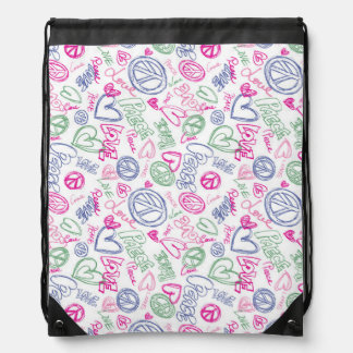Back To School Peace Drawstring Bag 