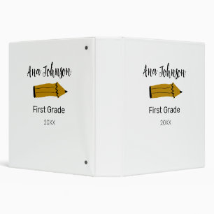 Back to school pencil add name grade class year te 3 ring binder