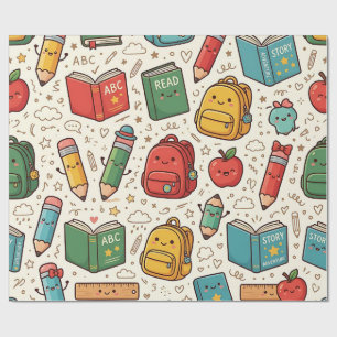 Back to School Pencil Book Wrapping Paper