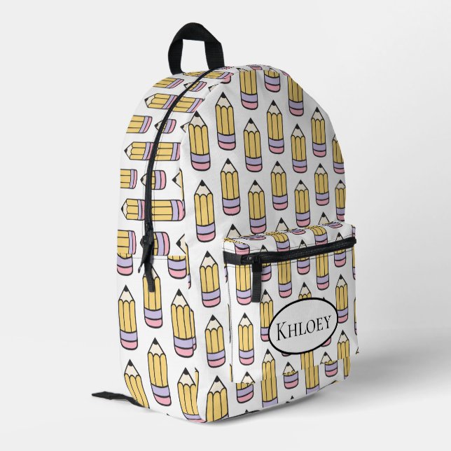 Back to School Pencil Parade  Printed Backpack (Back Corner Left)
