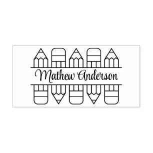 Back to School Pencils Theme Rubber Stamp