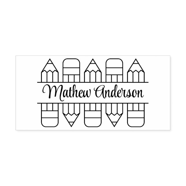 Back to School Pencils Theme Rubber Stamp (Imprint)