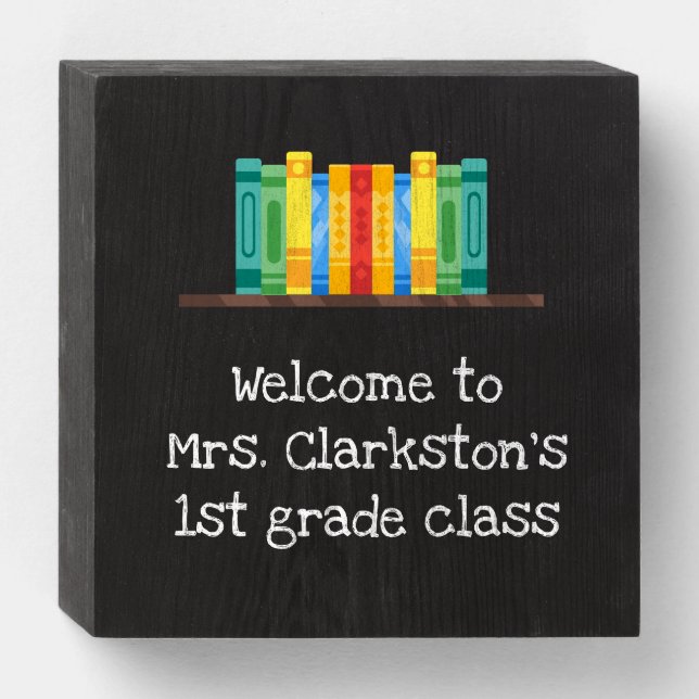 Back to school personalized classroom wooden box sign (Front Horizontal)