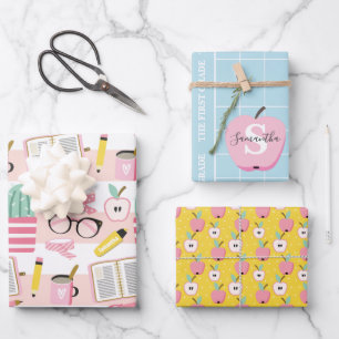 Back to School Personalized Monogram Wrapping Paper Sheets
