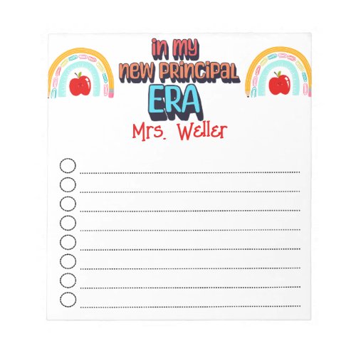 Back to school Personalized New Principal To_Do  Notepad