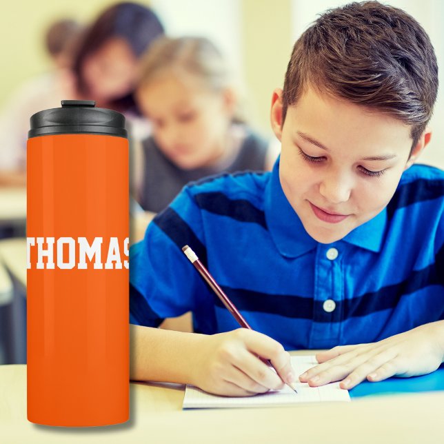 Back to School | Personalized Orange Thermal Tumbler (Creator Uploaded)