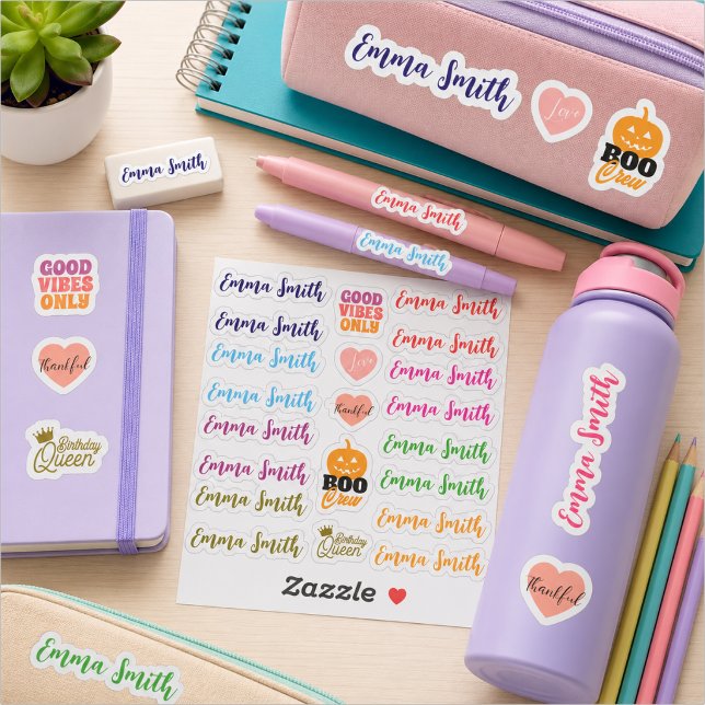 Back to School Personalized Rainbow Name Sticker (Creator Uploaded)