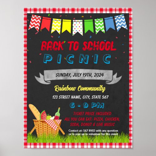 Back To School Picnic event template Poster