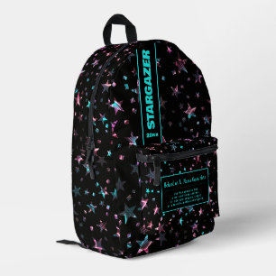 Back To School Pink Blue Neon Rave Starry Night Printed Backpack
