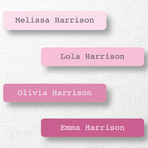 Back to School Pink Color Coded Girl Typed Font Labels