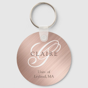Back To School Pink Monogram Keychain