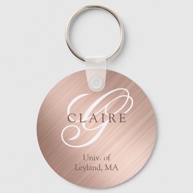Back To School Pink Monogram Keychain (Front)