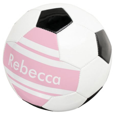 Back To School Pink Stripes Customizable Soccer Ball