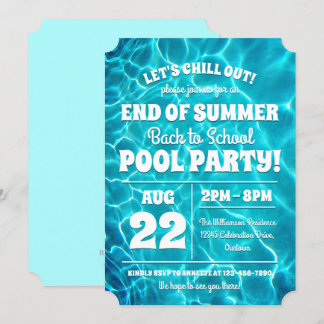 Back to School Pool Party Celebration Invitation