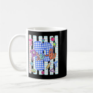 Back To School Pre K Coquette Bow Blue Teacher Coffee Mug