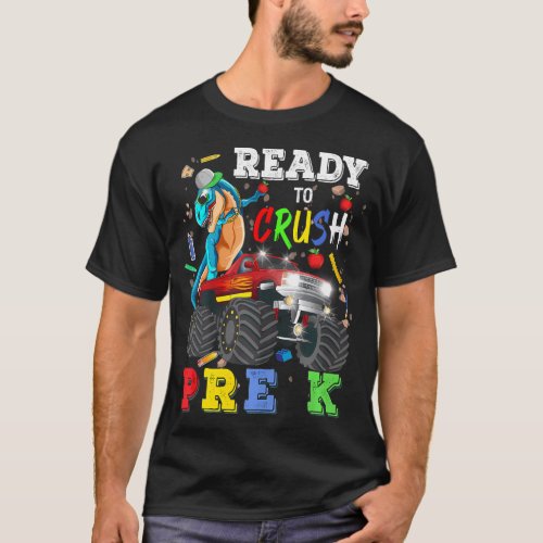 Back to School Pre K Dinosaur Monster Truck T Rex  T_Shirt