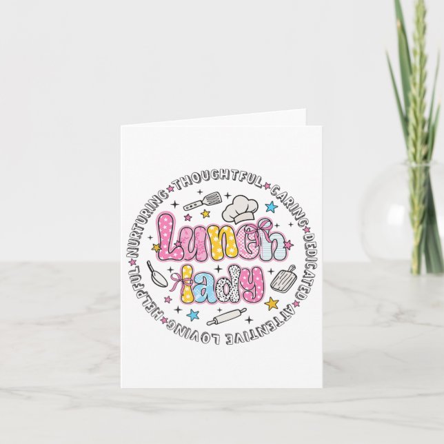 Back To School Preppy Coquette Bow Lunch Lady Squa Card (Front)