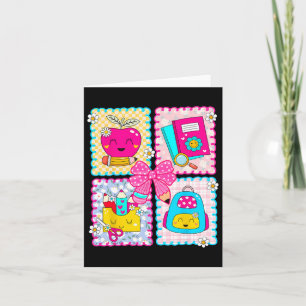 Back To School Preppy Coquette Pencil Bow Teacher Card