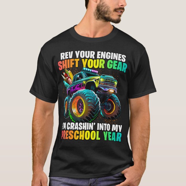  Back To School Preschool Monster Truck First Day  T-Shirt (Front)