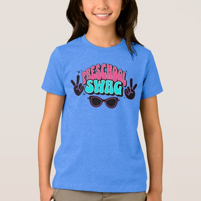 Back To School Preschool Swag Cool Kid Design Tri-Blend Shirt (Front)