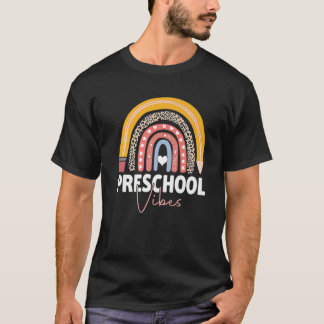 Back To School Preschool Vibes Rainbow Leopard Tea T-Shirt