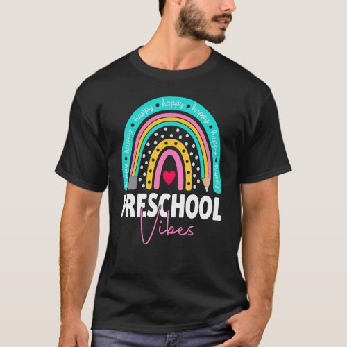 Back To School Preschool Vibes Rainbow Leopard Tea T_Shirt