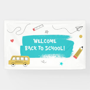 Back to School Presentation in Colorful Doodle Banner