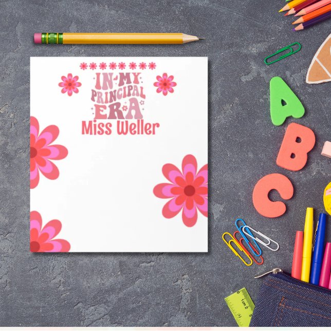 Back to school Principal Era retro personalized Notepad (Retro yet trendy personalized trendy notepad)