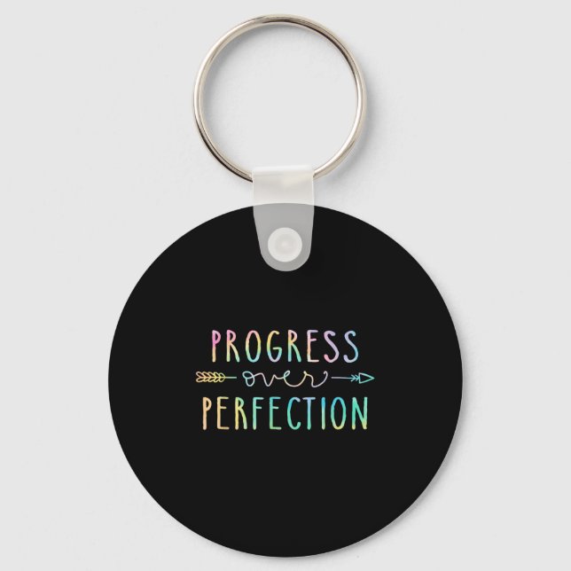 Back To School Progress Over Perfection Motivation Keychain (Front)