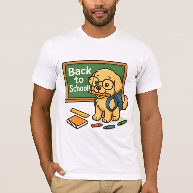 Back to School Pup – Cute Golden Retriever T-Shirt (Front)