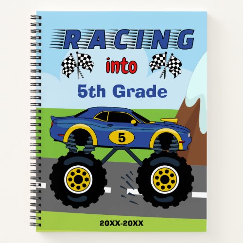 Back_to_School Racing Monster Truck Add Grade Notebook