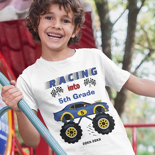 Back_to_School Racing Monster Truck Add Grade T_Shirt