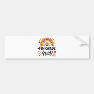 Back to School Rainbow 4th Fourth Grade Squad Bumper Sticker